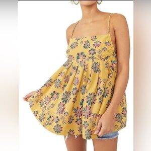 Free People Indigo Floral Tunic